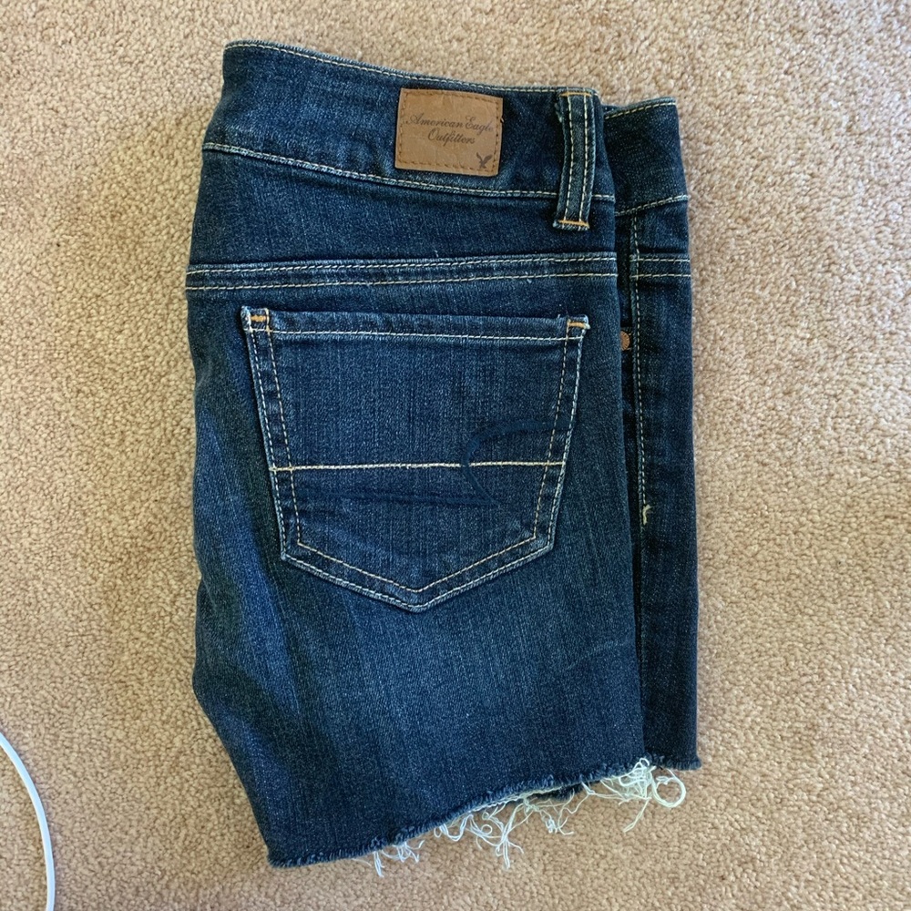 AE dark wash shorts